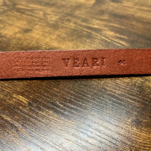 Vtg Veari Leather Belt 44 Mens Brown Mexico Silver Buckle Adjustable Deadstock - Picture 4 of 11